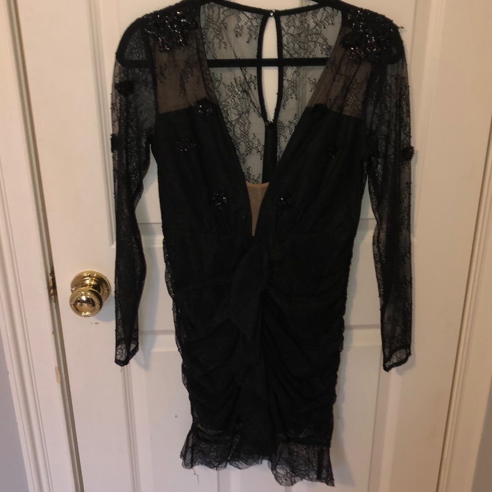 Long sleeve lace black dress